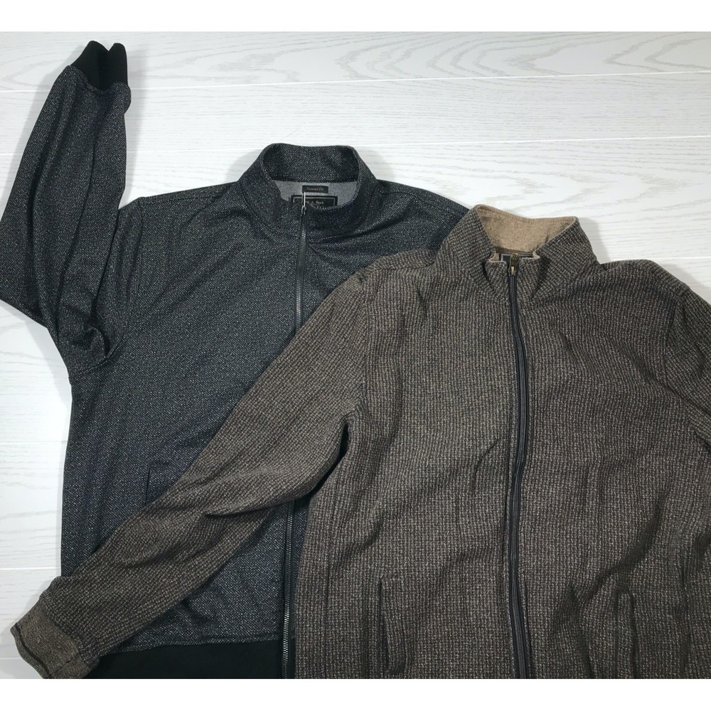 Jos A Bank Full Zip Jacket Men's L Pockets Mock Neck Preppy Casual Dad Lot Of 2